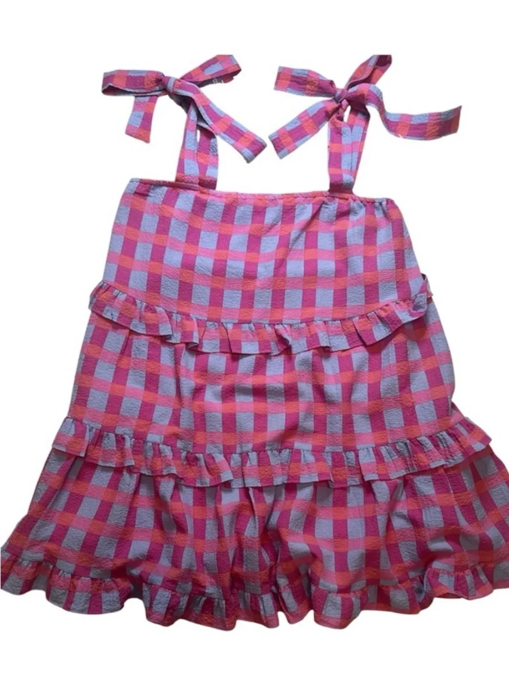 Buddy Love Pink and Blue Gingham Ruffle Dress